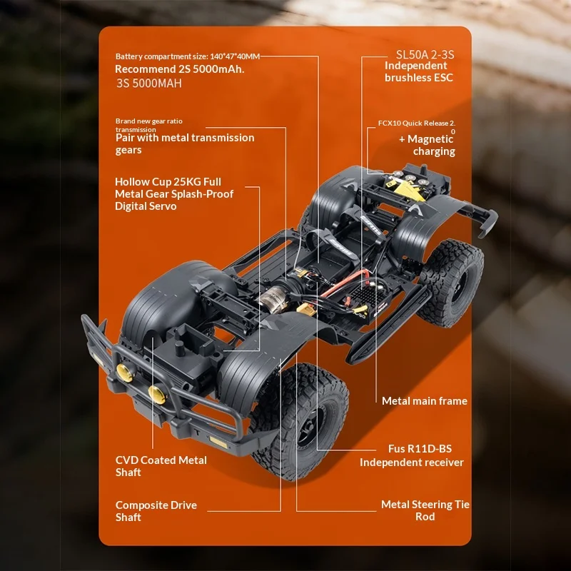 새로운 재고 입고 1:10 Fms Fcx 토요타 Lc80 V2 랜드크루저 Lc80 브러시리스 버전 무선 조종 오프로드 등반 모델 어린이 장난감 선물