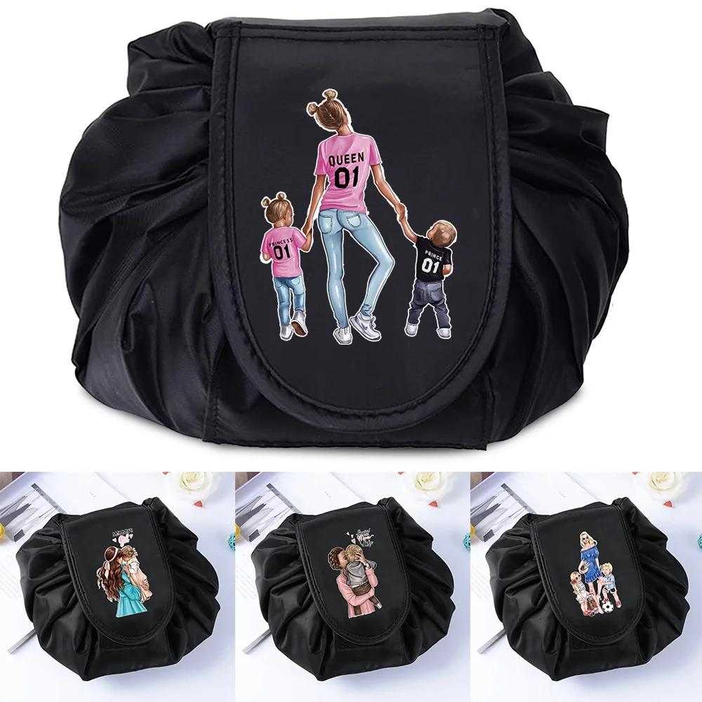 Women Drawstring Lazy Cosmetic Bag Wash Organizer Female Make Up Pouch Fashion Portable Mom Print Toiletry Beauty Case underwear travel bag wash and make up bag six piece set storage luggage storage bag shoes travel bag portable bag wholesale