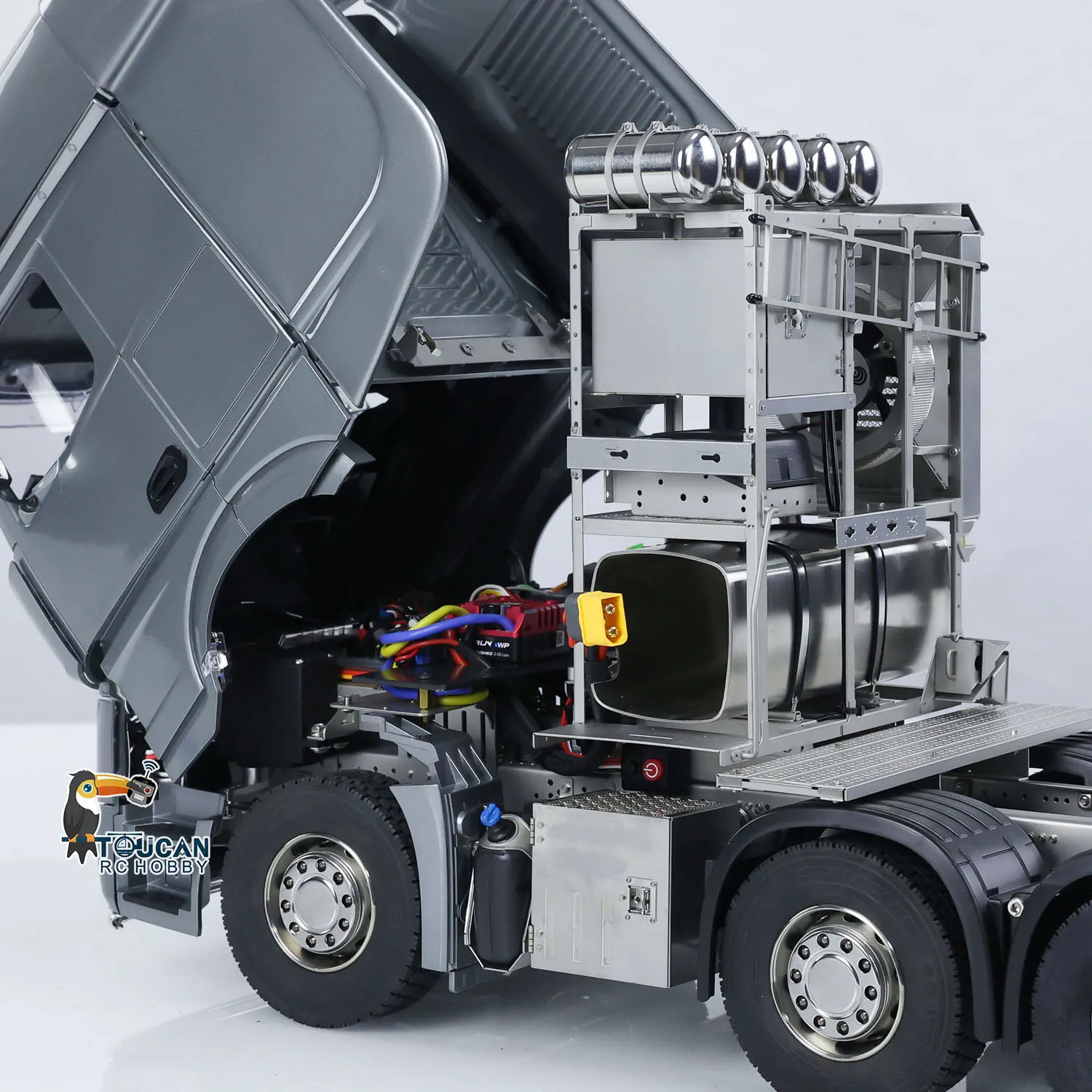 RTR 1/14 RC Tractor Truck 10x10 Metal Chassis Remote Control 3363 Lorry Truck Model 3-Speed Transmission Car Light Sound Set Toy 5