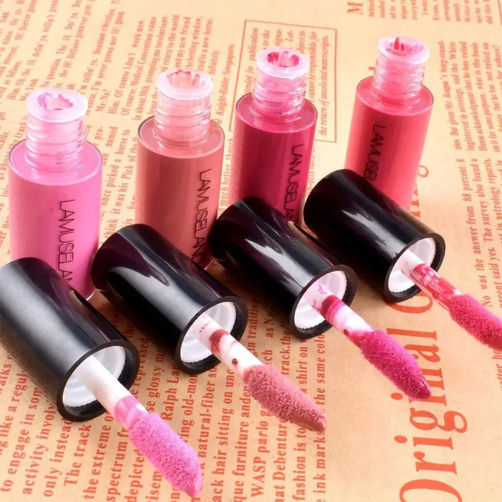 

3Pcs/Set Non-Stick Cup Kit Matte Liquid Lip Gloss Set Maquiagem Mini Lipstick Long Lasting Moisturizing Sexy Velvet Waterproof