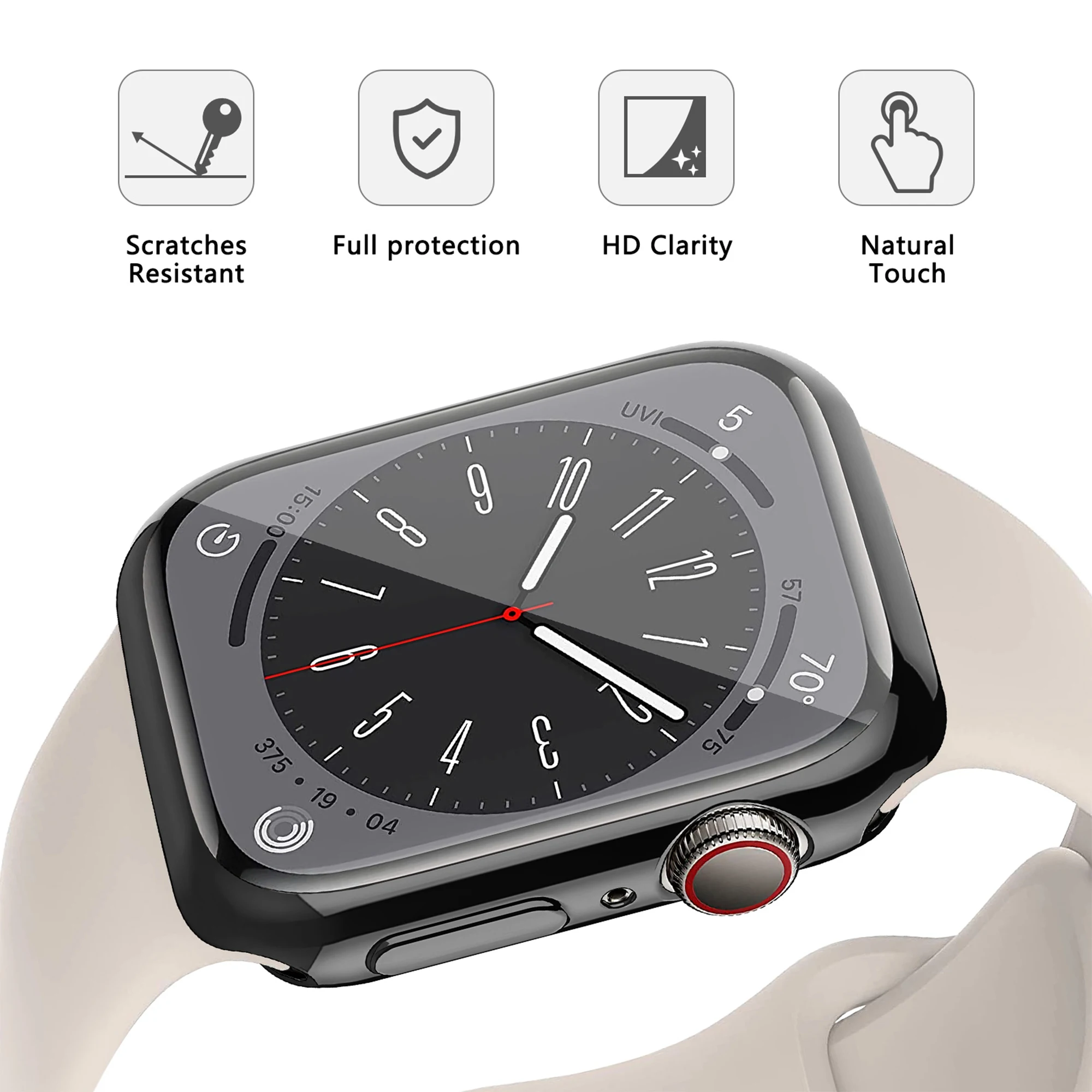 Premium Tempered Glass Cover Bumper for Apple Watch Screen Protection