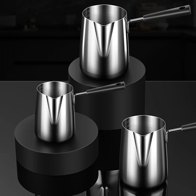 Small Stainless Steel Milk Warmer Pot with Handle Butter Chocolate Melting Pot  Saucepan with Pour Spout