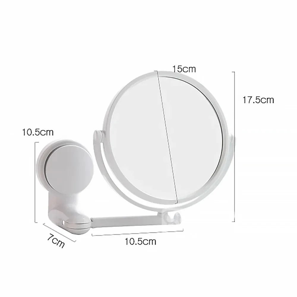 Home Wall Mounted Makeup Mirror Bathroom Single-Sided Mirror Rotating Folding No Punching High-Definition Circular Makeup Mirror 6