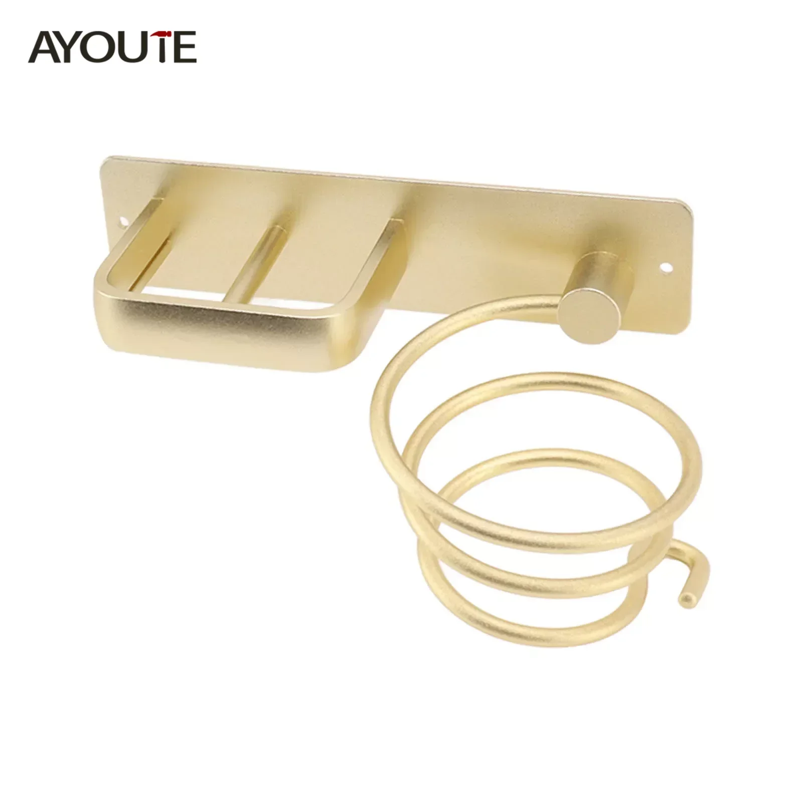 Hair Dryer Holder Straightener Storage Bracket Rack Space Aluminum Home Decoration Gold Wall Shelf Bathroom Shelf Styling Tool storage rack hair dryer holder hair tool holder