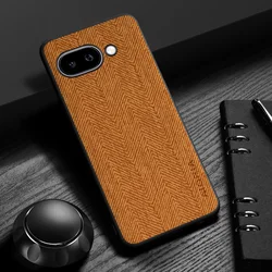 Wood Grain Leather Cover: Simplistic, Lightweight & Durable Smartphone Case - Pixel 9A (Orange)