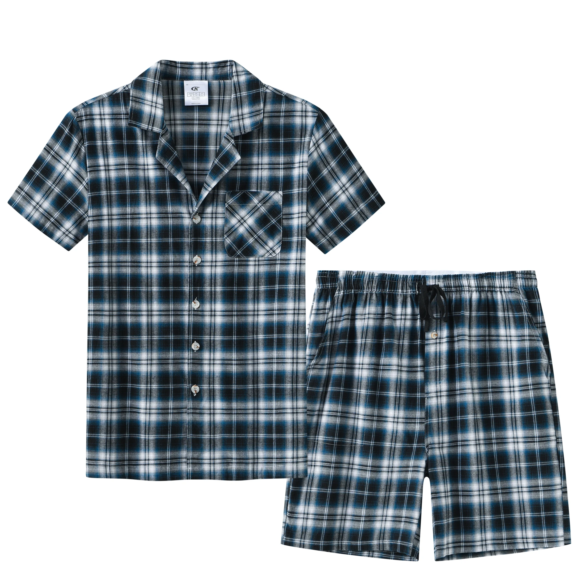 Men Summer Short Pajama Set 2Pcs Cotton Breathable Crop Pajama Short Sets Bottoms & Tops Cozy Suit for Home Outdoor pajama sets