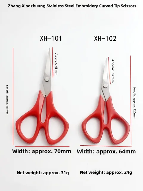 Red Stainl Steel Embroidery Scissors with Curved Tips Handmade Cross Stitching Fabric Crt Cutting Scissors for Home Use 5