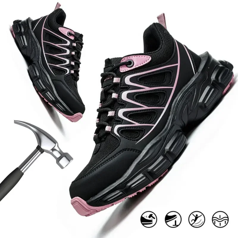 Size 35-42 Women Work Safety Shoes With Steel Toe, Female Sneakers Smash-proof Puncture-proof, Waterproof Safety Working Boots