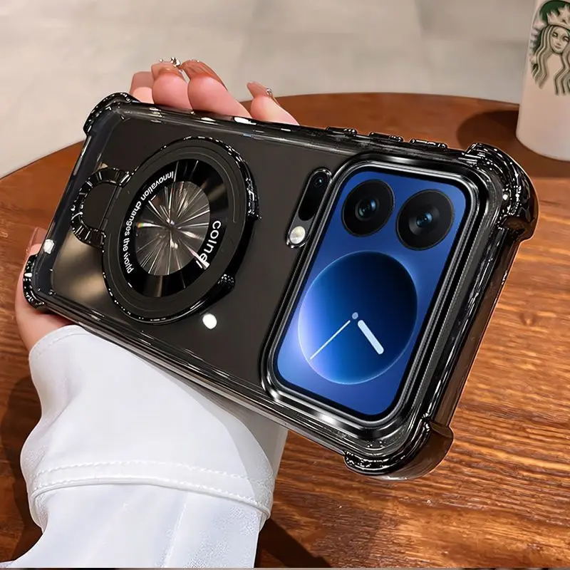 Luxury Electroplating Transparent Silicone Stand TPU Cover