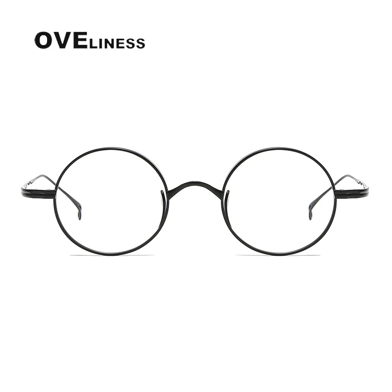 Eyeglasses Frames Pure Titanium for Men Retro Round Prescription Women Vintage Myopia Optical