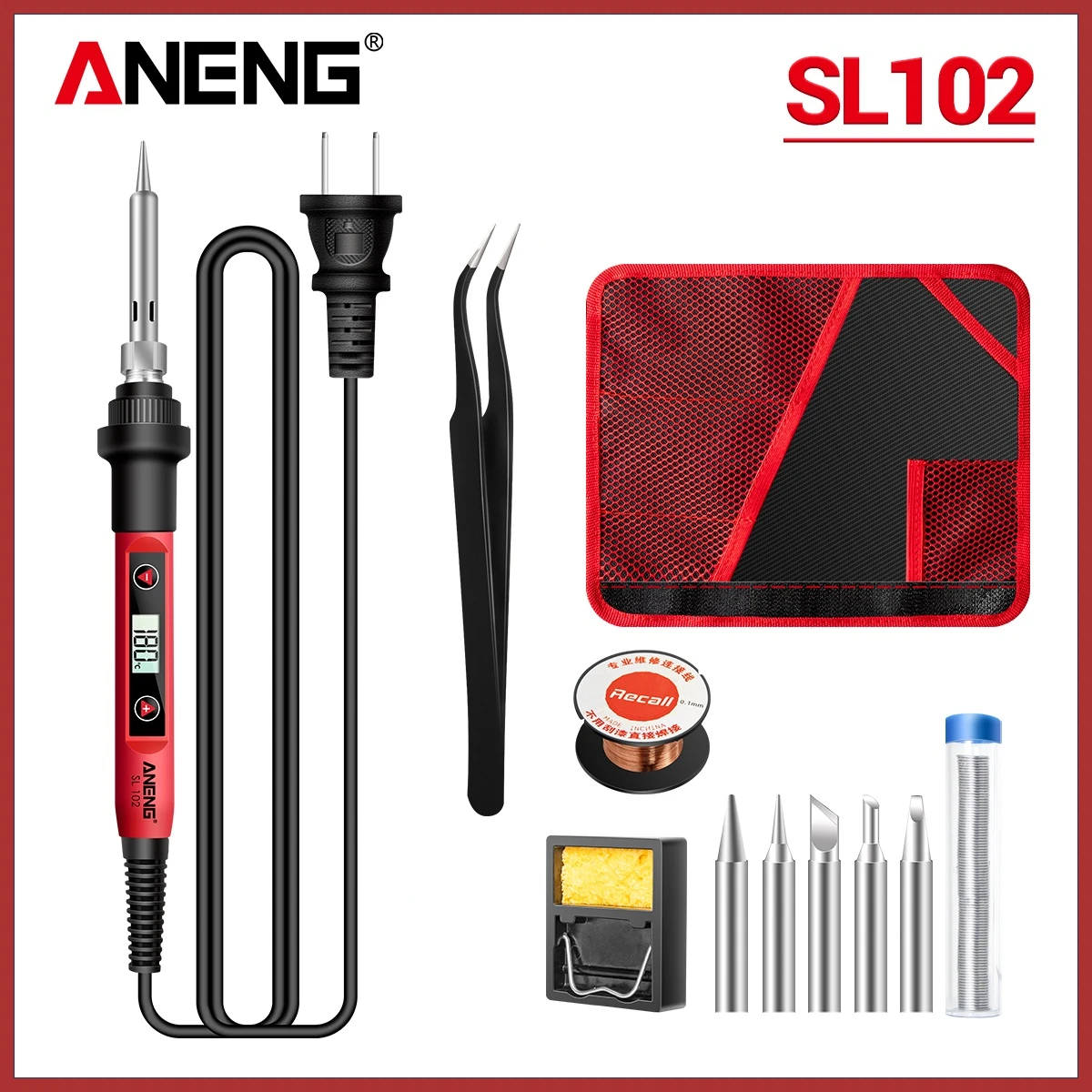 ANENG SL102/SL101 Electric Soldering Iron Digital Display Welding Tool Portable Electrocautery 220V Adjustable Temperature