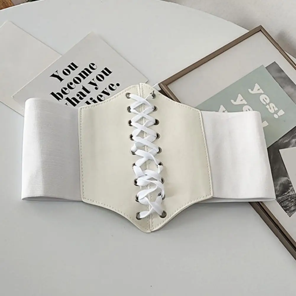 40%HOT Women's Palace Shaping Belt Artificial Leather Elastic Shaping Belt Women's Waist Girdle Wide Dress Decorati