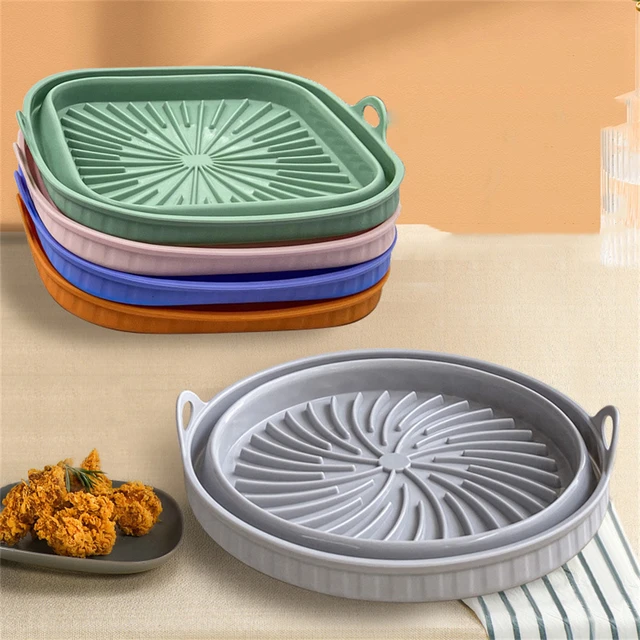 Air Fryer Silicone Baking Pan Fried Chicken Snack Basket Mat Home Cake Mold  Snack Pan Square