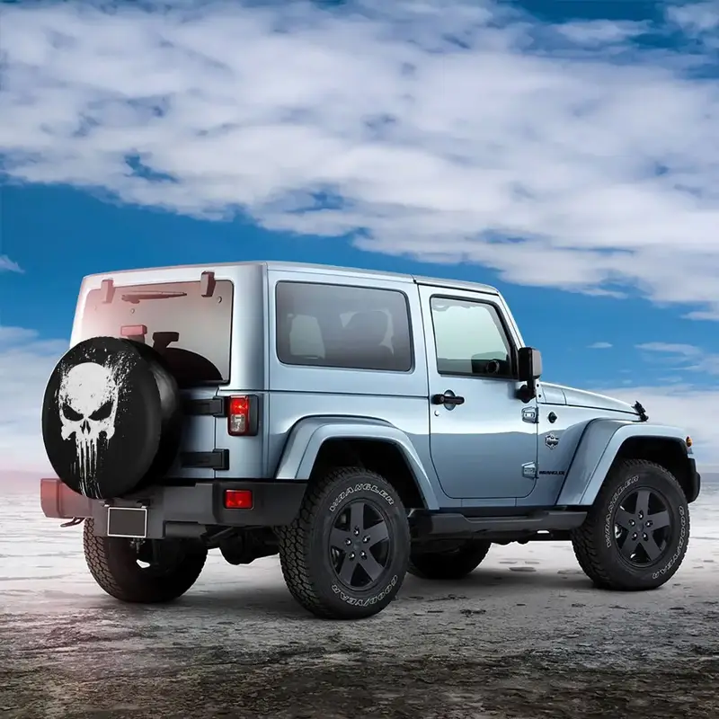 Skeleton Skull Spare Tire Cover Weatherproof Dust-Proof Heavy Metal Wheel Covers for Jeep Pajero 14" 15" 16" 17" Inch - Image 3