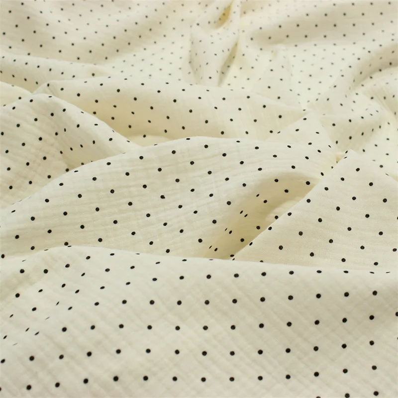 Polka Dots Print Cotton Crepe Fabric Double Seersucker Fabric Sewing Quilting Patchwork Pajamas Baby Cloth Blanket DIY Fabric