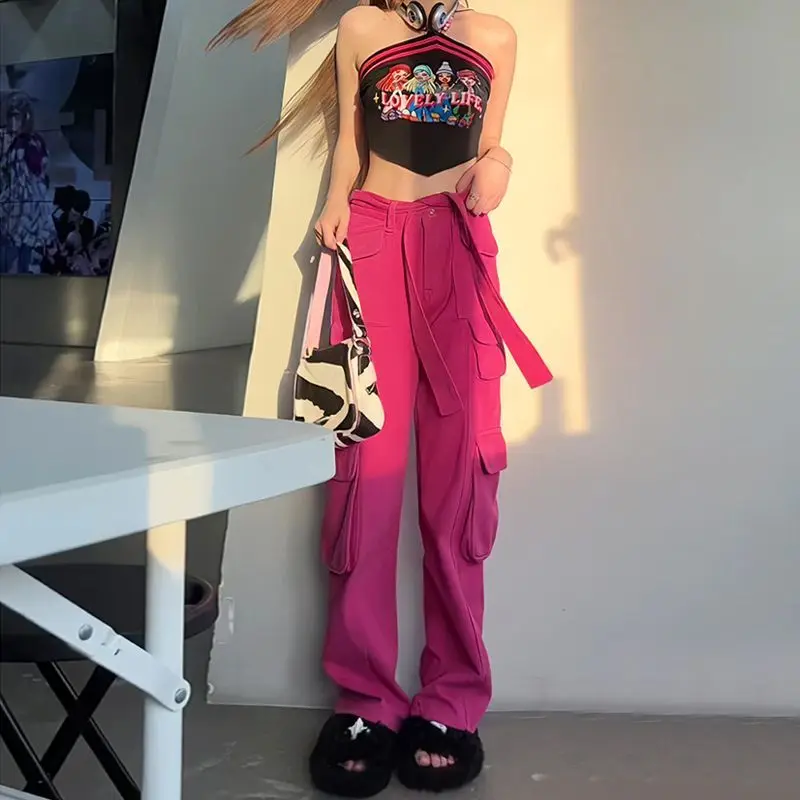 Mm Spring and Autumn High Street Y2k Pants  Joggers Women Multiple Pockets Loose Straight Casual Tooling  Cargo Pants Jeans