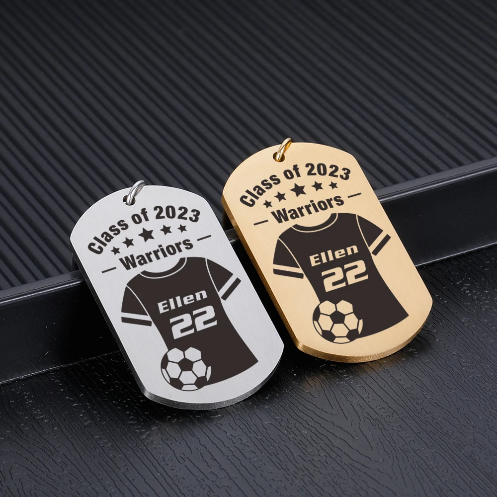 

Personalized Football Keychain Customized Team Name Jersey Number Keychains For Soccer Team Player Coaches Sports Match Fan Gift