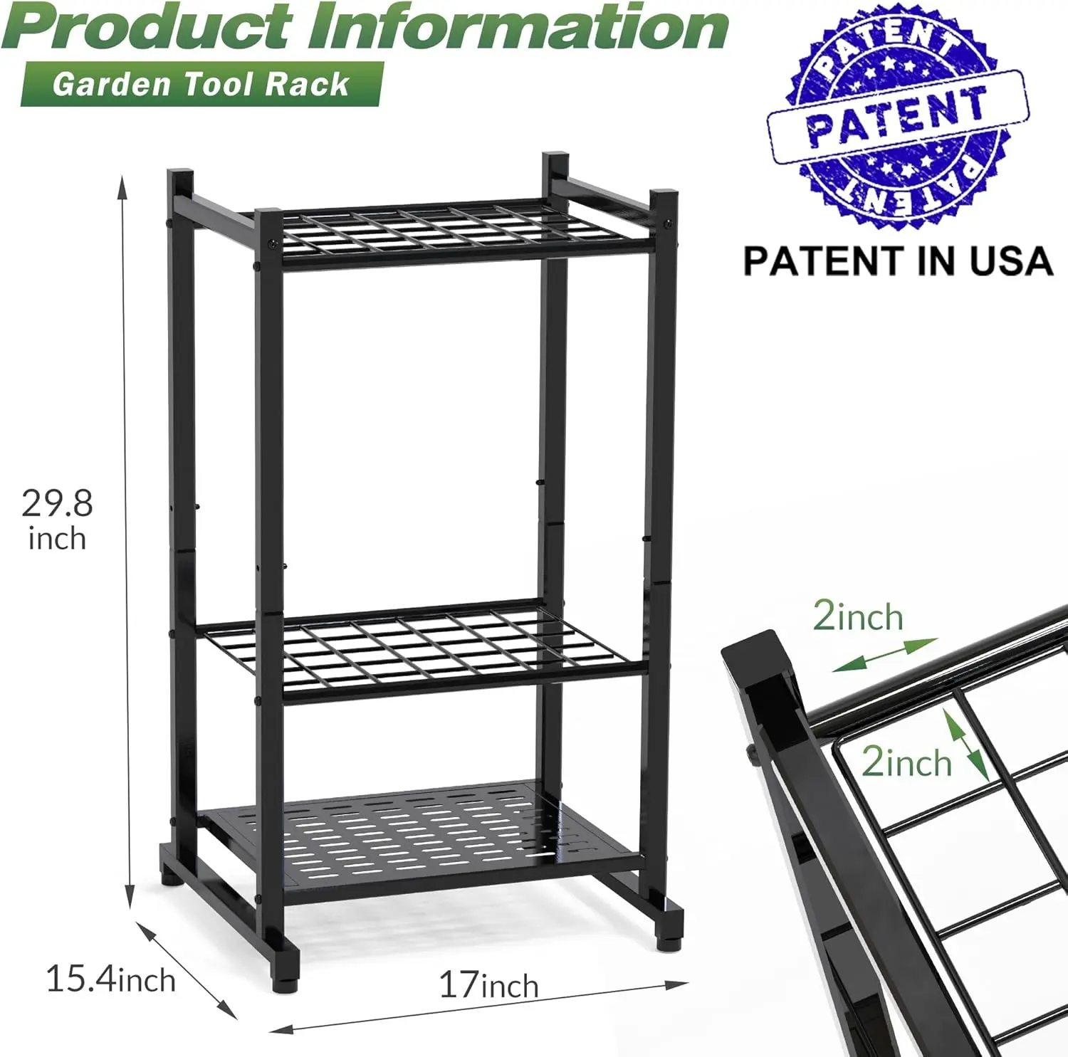 Garden Tool Organizer, Yard Tool Tower Rack for Garage Organization and Storage, Up to 35 Long-Handled Tools/Rakes/Brooms, Heavy 2