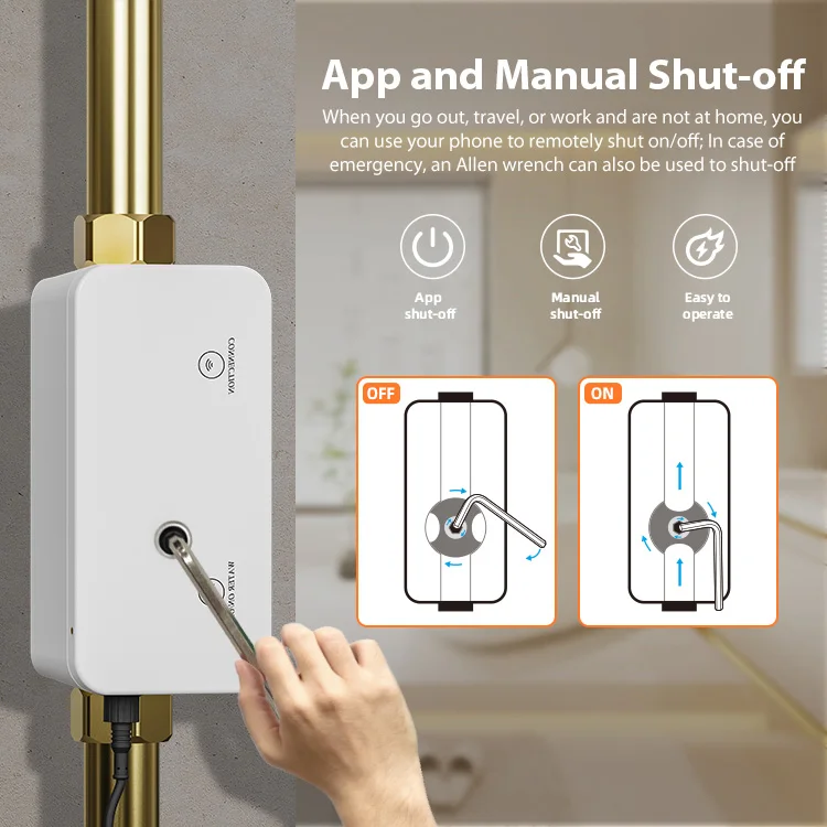 Smart Zigbee Water Valve and Automatic Shutoff Water Flow Rate Built in Recharge
