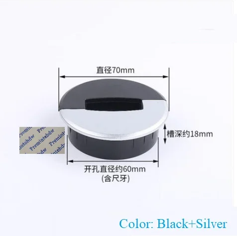 10Pcs Plastic Square Round Fancy Silver Wooden Texture Champagne Desktop Table Top Cable Wire Cord Grommet Hole Cover Organizer