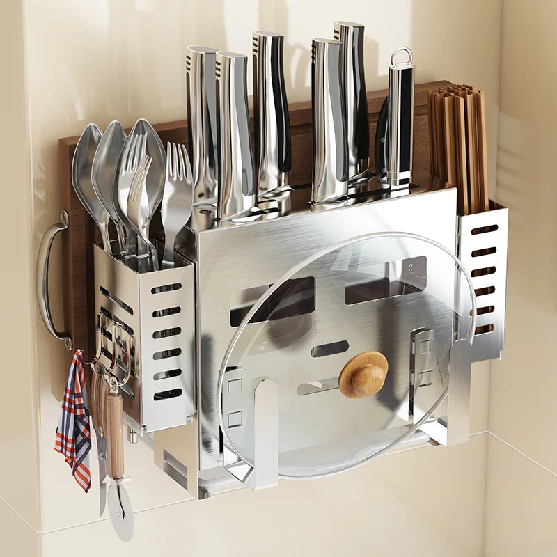StainlessSteelKitchenToolShelvingHolefreeKnifeHolderChopsticks