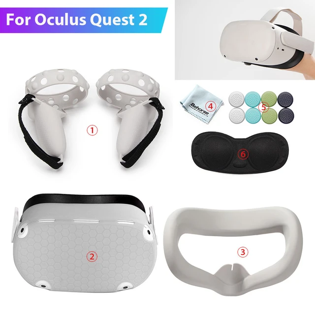 Kit de cubierta de silicona para Oculus Quest 2, carcasa de controlador  táctil VR, tapa de