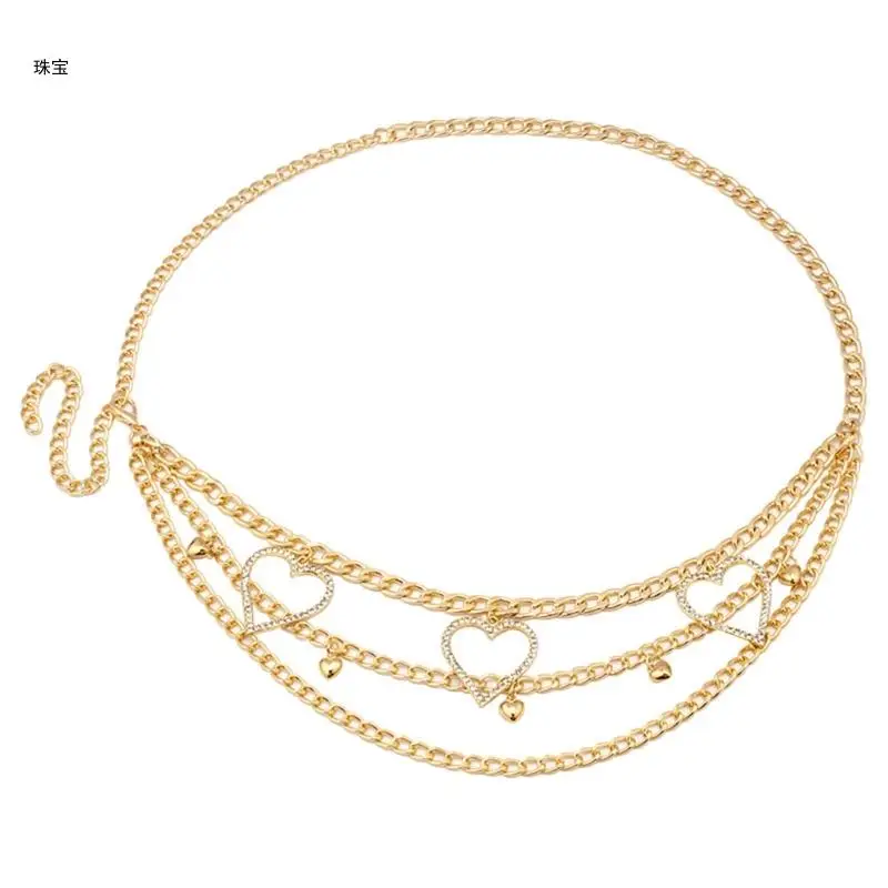 

X5QE Heart Pendant Waist Chain for Woman Swimsuit Beach Body Jewelry