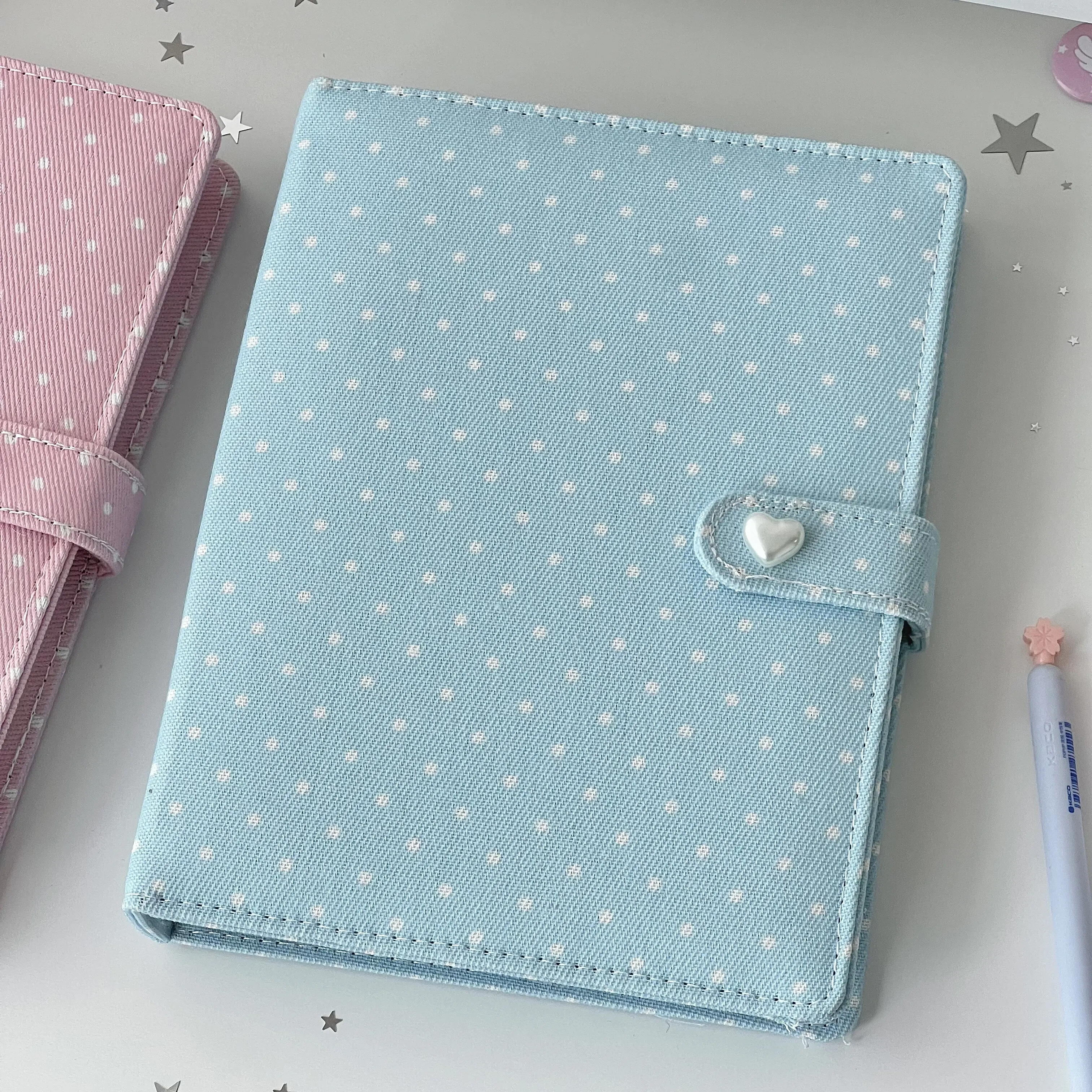 Raccoglitore A5 in tessuto a pois con 4 tasche per fotocard, per carte Polaroid piccole da 3 pollici, album per la collezione di idol Kpop, stile INS - immagine 5