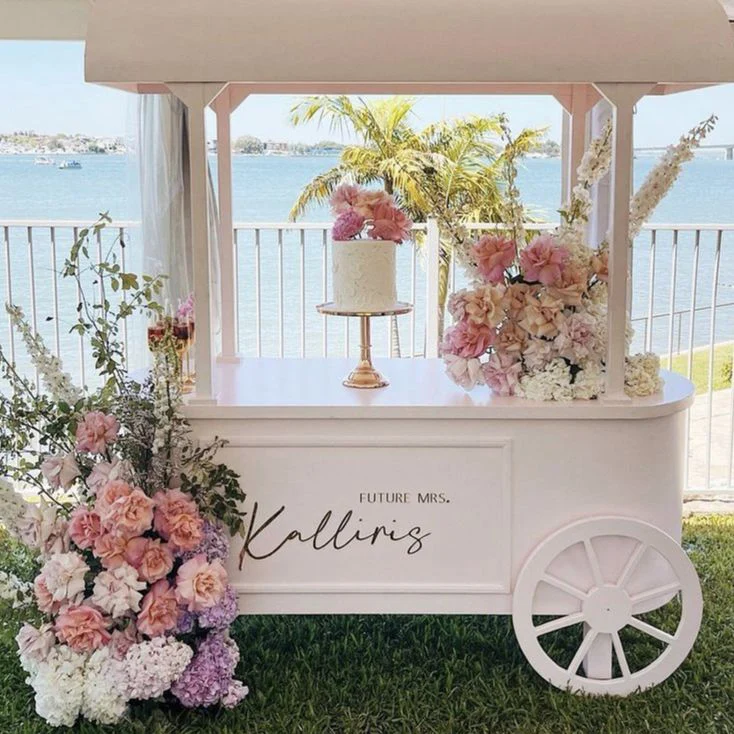 

Wooden Candy Cart With Wheels For Parties Event Backdrop Cart Wedding