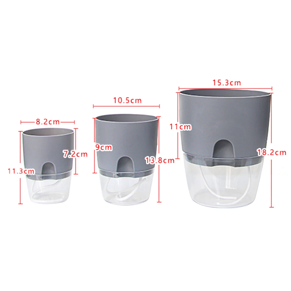 Transparent Double Layer Self Watering Pots with Injection Port Flower Pots Cotton Rope Self Watering Planter for Indoor Plants