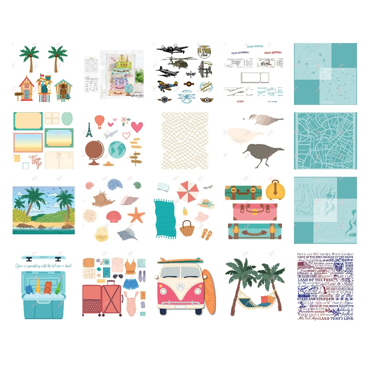

Hammock Packed Suitcase Seashells Palm Beach Houses Metal Cutting Dies Stamps Stencils Set DIY Scrapbook Crafts Scrapbook Diary