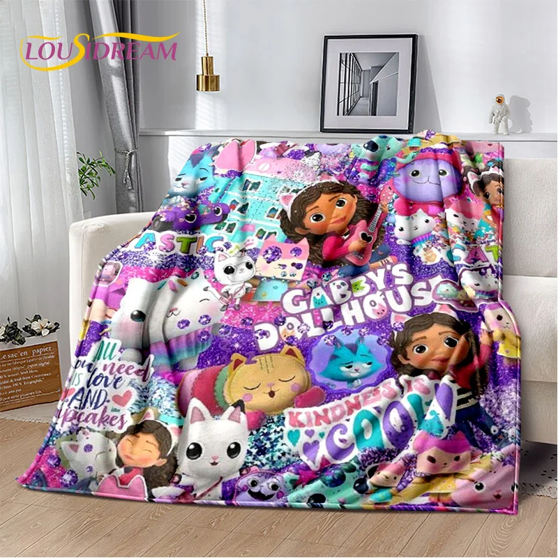 Cute Gabbys Dollhouse Cartoon Blanket,Soft Throw Blanket for Home Bedroom Bed Sofa Picnic Travel Office Rest Cover Blanket Gift