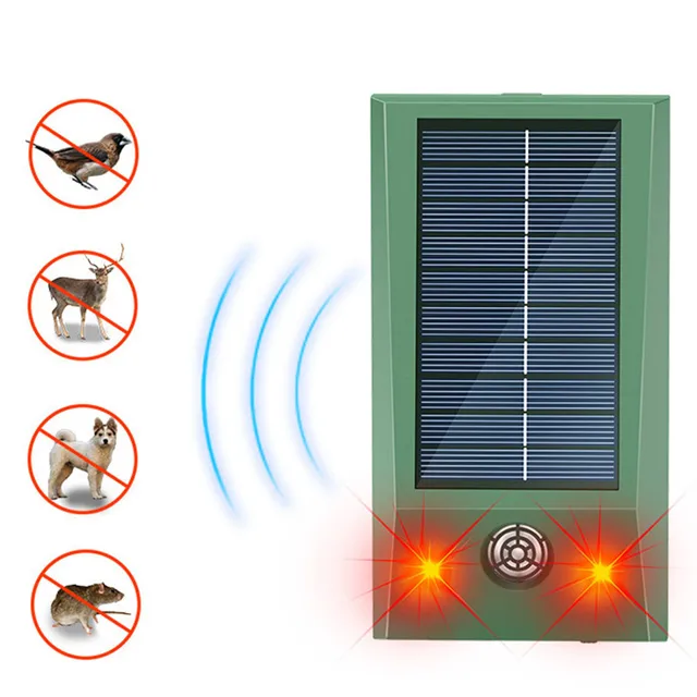 Napelemes Madárcsökkentő Ultrahangos Elektronikus Riasztó Ip66 Vízálló Galamb Elrettentő Erőteljes Led Villogó Kártevő Az Udvar Ellenőrzéséhez - Image 2