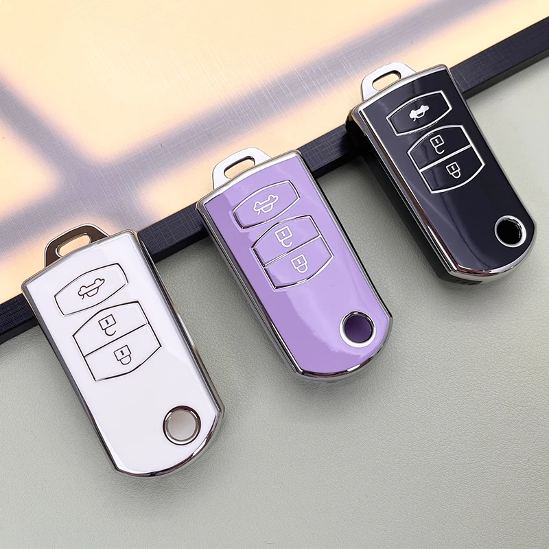 2 3 Pulsanti Tpu Car Flip Key Case Cover Shell Fob Bag Per Mazda 3 5 6 Series M6 Rx8 Mx5 Smart Keyless Key Protector Accessori