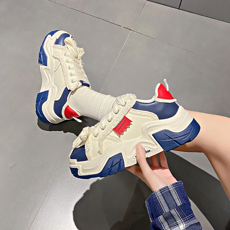Women's Chunky Platform Sneakers Breathable Comfort Casual Walking Shoes For Lady 4