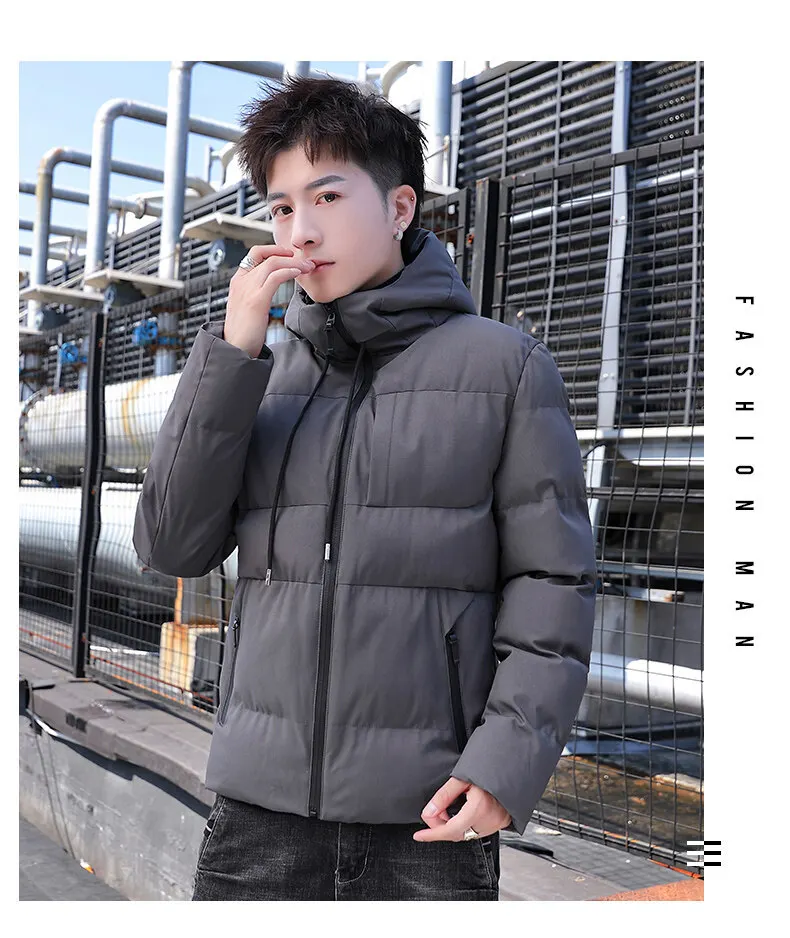 Men's winter coat 2021 new trend casual hooded thickened warm down thickened padded jacket handsome fried street bread set hooded parka