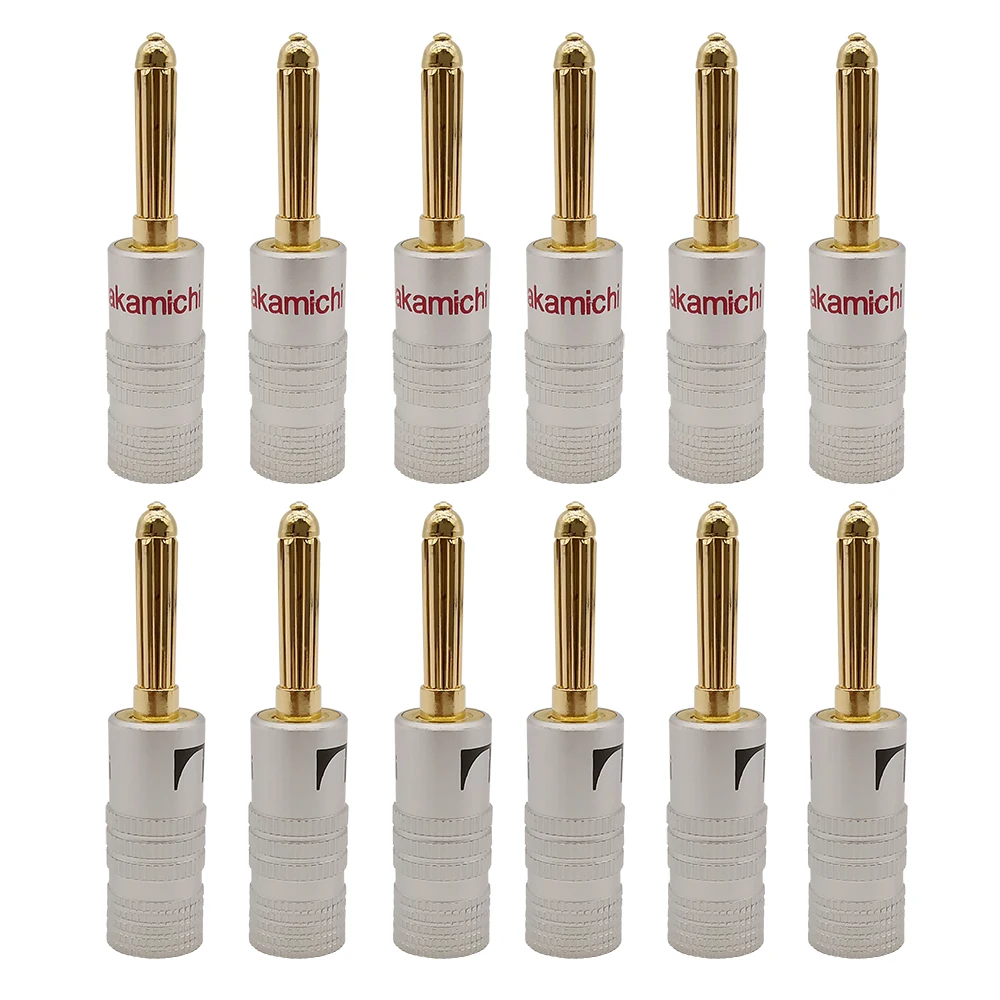 

12Pcs/lot Gold-Plated 4mm Banana Plug Connector Screw Lock Solderless Audio Speaker Wires Bananas Plugs Adapter