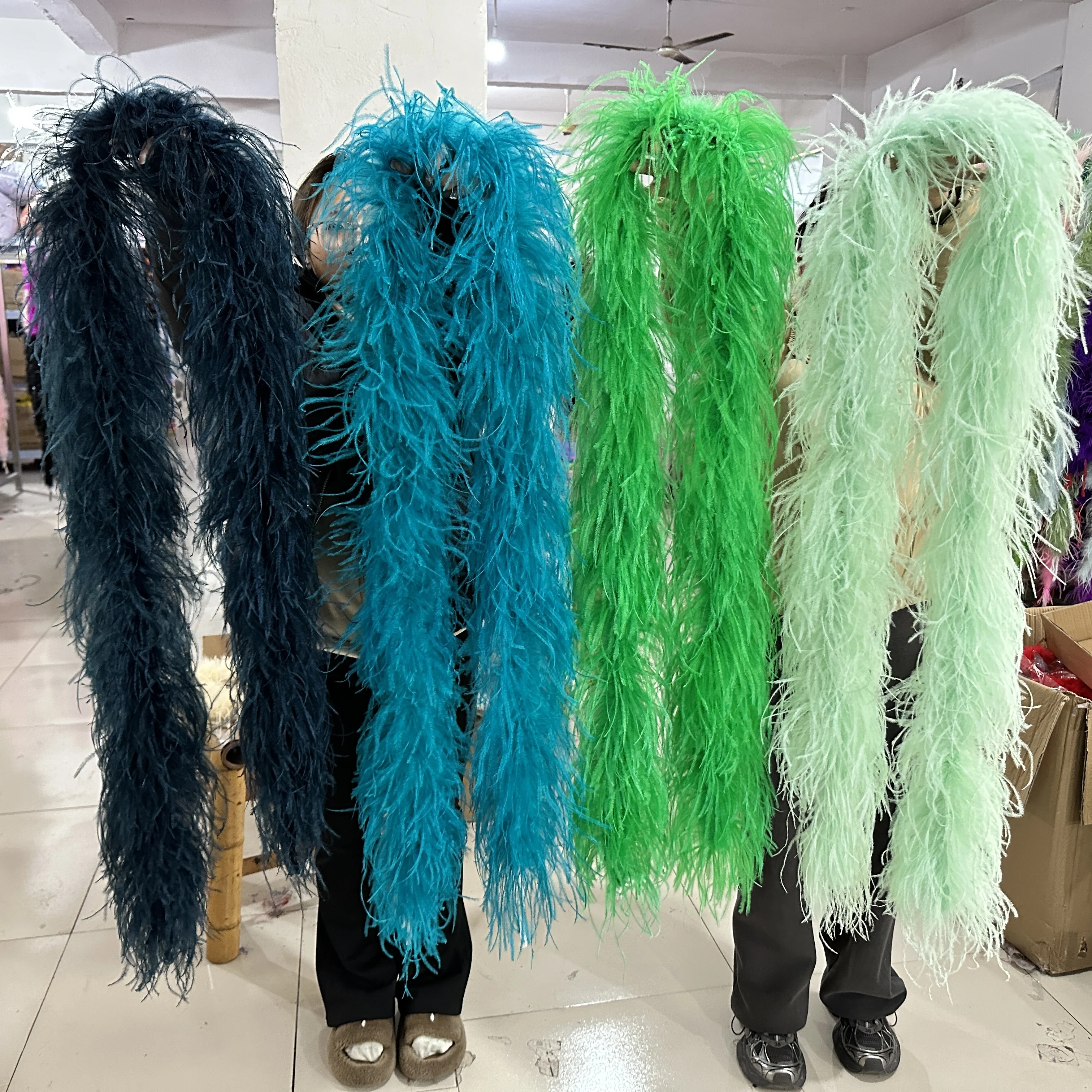 Description Picture 3 of item2M Thick Ostrich Feathers Boa 1-20ply Natural Ostrich Boa Scarf Fluffy Feather Trim for Clothig Wedding Dress Decor plumas Shawl