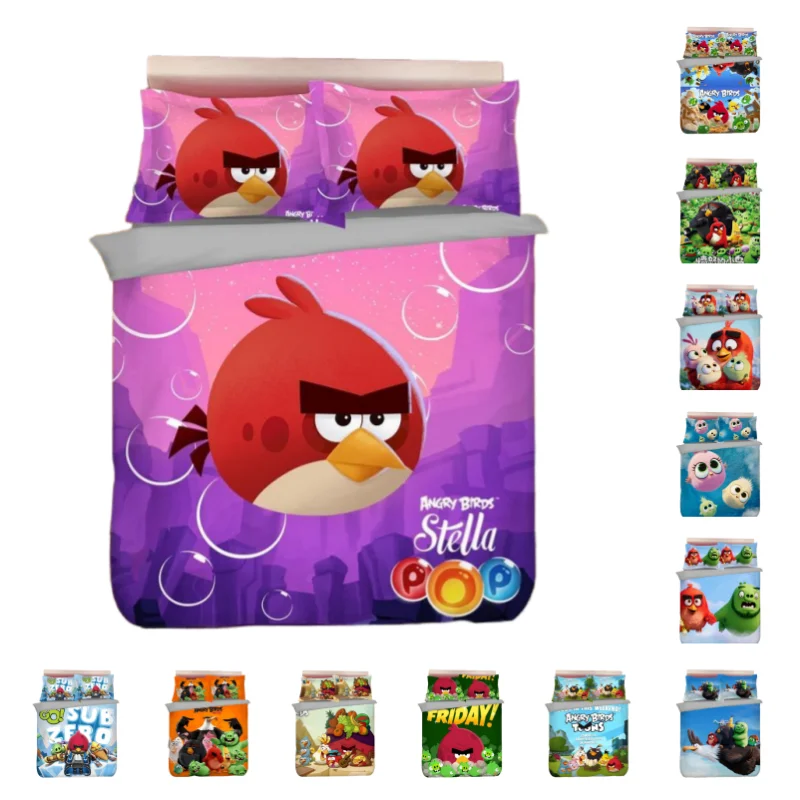 Angry-Birds-bed-sheet-quilt-cover-skin-friendly-3pcs-set-green-pig-bird ...