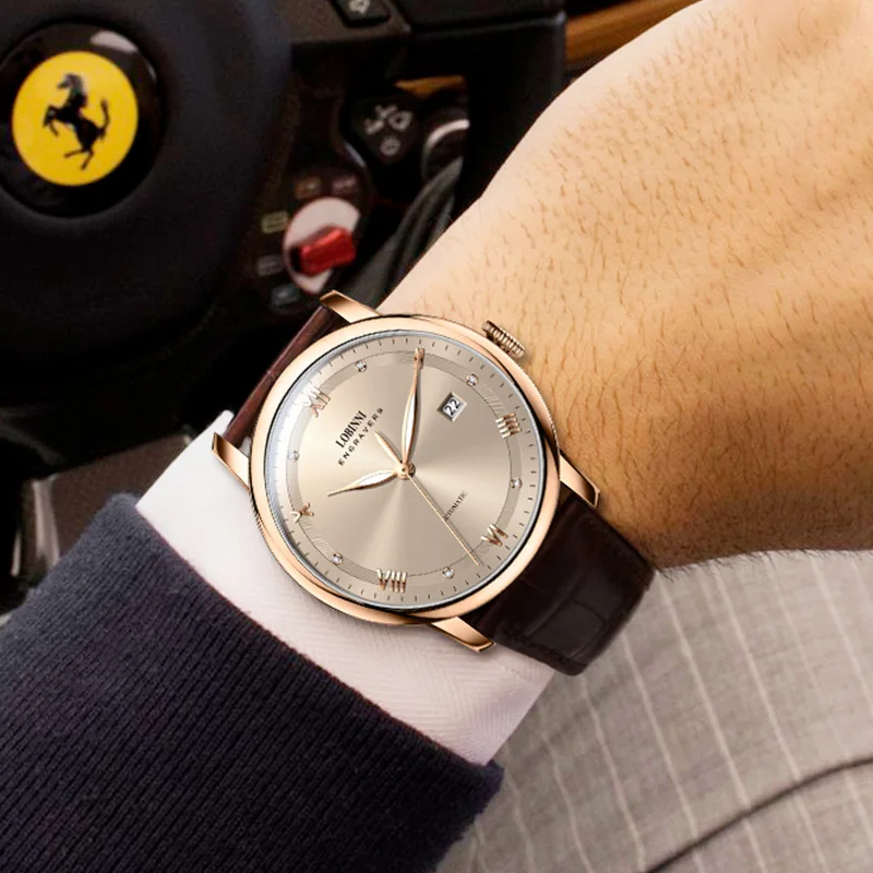 LOBINNI メンズ ウォッチ メカニカル 自動巻き ラグジュアリー ファッションドレス カレンダー ビジネス アナログ時計 (シルバー・ホワイト) 並行輸入品 Lobinni-男性用超薄型自動巻き時計,5000a杭州,マイクロローター付き,ビジネス1888 - AliExpress