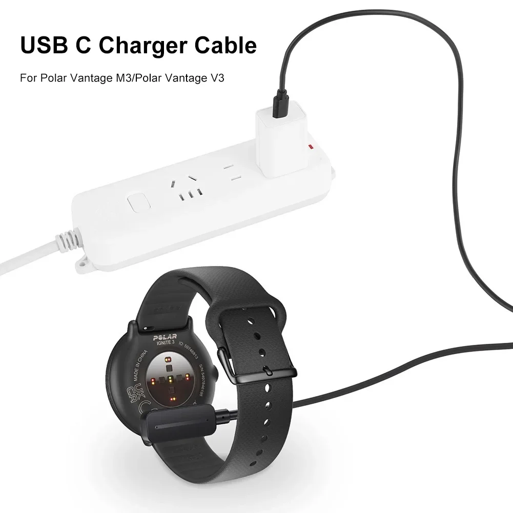 USB C Charging Cable Cord 1M Charger Cable 5V 1A Portable Power Adapter Smart Watch Charging Cable for Polar Pacer/Pacer Pro
