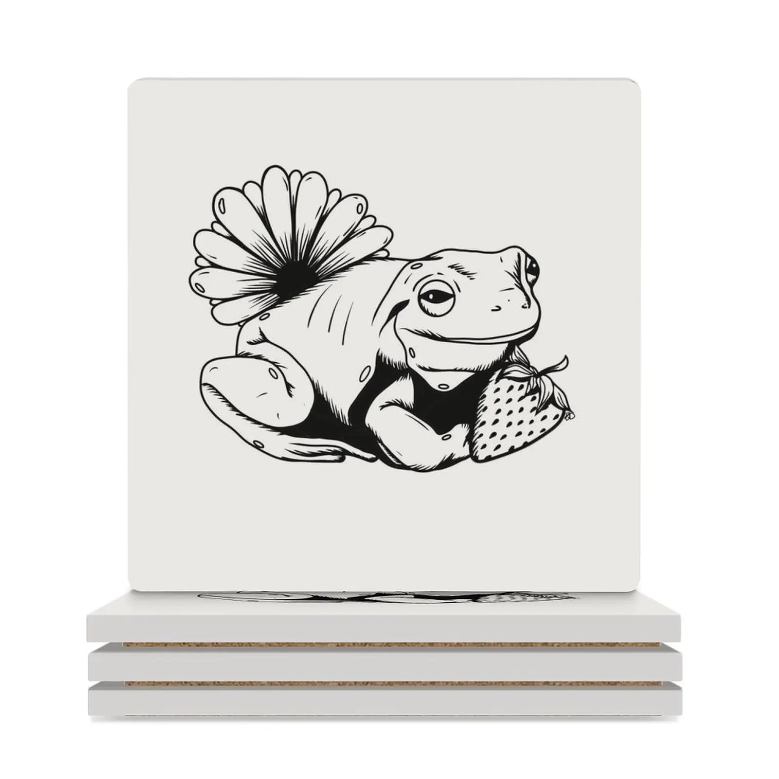 

Strawberry Frog Ceramic Coasters (Square) slate original tile set cute Coasters
