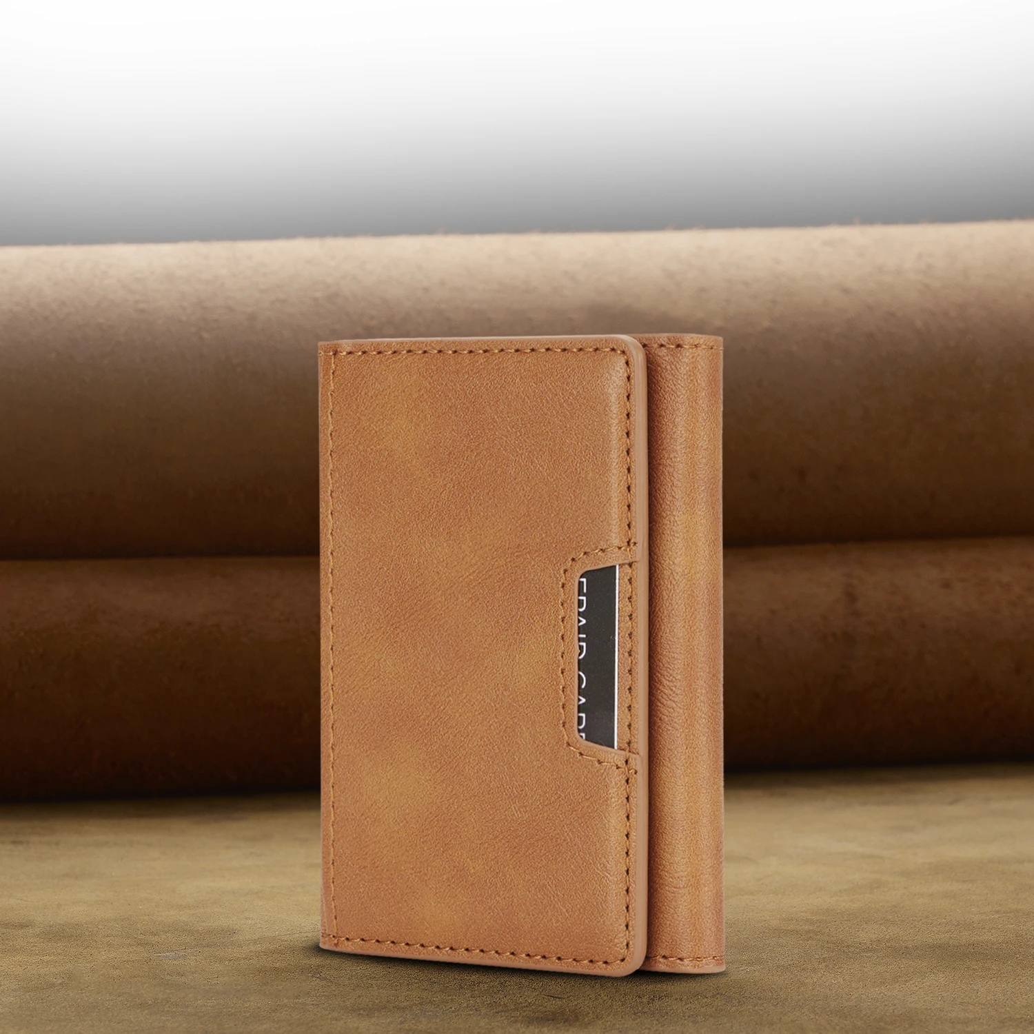 Luxury High-End Leather Foldable Mini Wallet with Strong Magnetic Closure