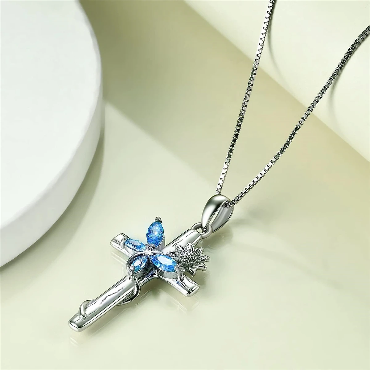 Blue Crystal Butterfly Pendant
