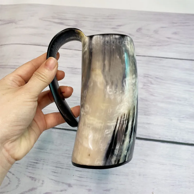 수제 황소 뿔 머그잔 공예, 위스키 샷 안경 컵, 와인 마시는 커피, 차 머그잔, 직송, 700ML 컵 