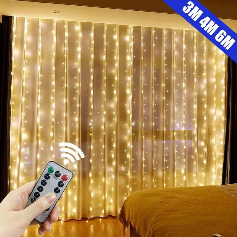 

3/4/6M LED Curtain String Light Merry Christmas Decorations for Home Garland Noel Navidad Decor Cristmas Ornaments New Year 2024