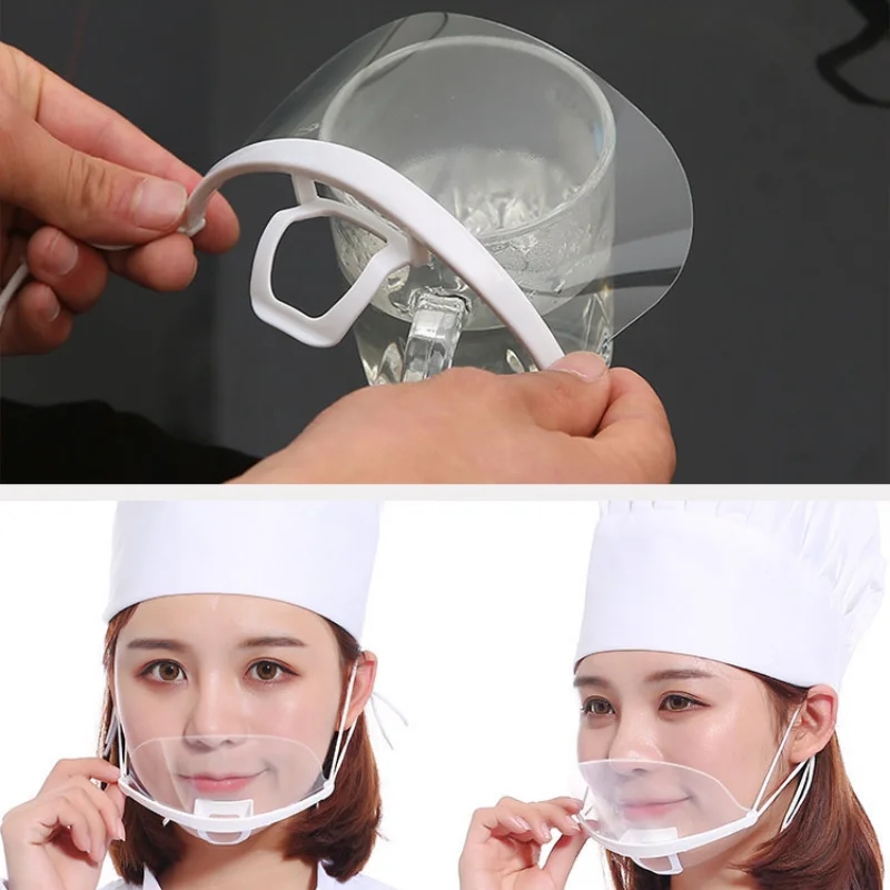 Kitchen Hygienic Safety Mask Hygienic Plastic Mask Protection Splash-proof Transparent Food Mouth and Nose 10pcs