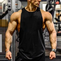 Running Vest Men Summer Plain Cotton Muscle Bodybuilding Stringer Tank Tops Mens Fitness Sleeveless Shirts Y Back Gym Clothing