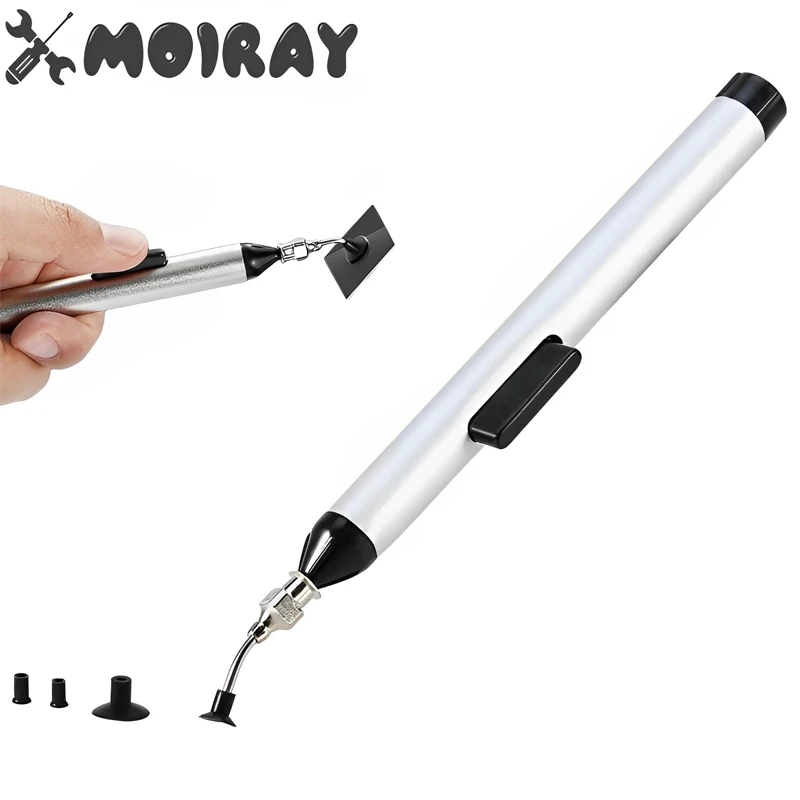 

Vacuum Suction Pen Kit with 3 Sucker IC SMD Tweezers Pick Up Tool Remover Sucker Pump Solder Desoldering Sucking Pens