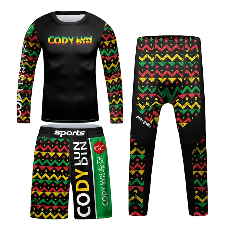 Kid's MMA BJJ Kickboxing T-shirt Children Jiu Jitsu Muay Thai Trousers Boy Boxing Fighting Shorts Leggings Training Sport Pant